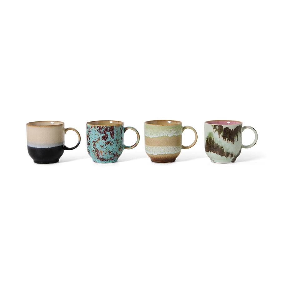 70s ceramics: café mugs abstract (set of 4) - Urban nest