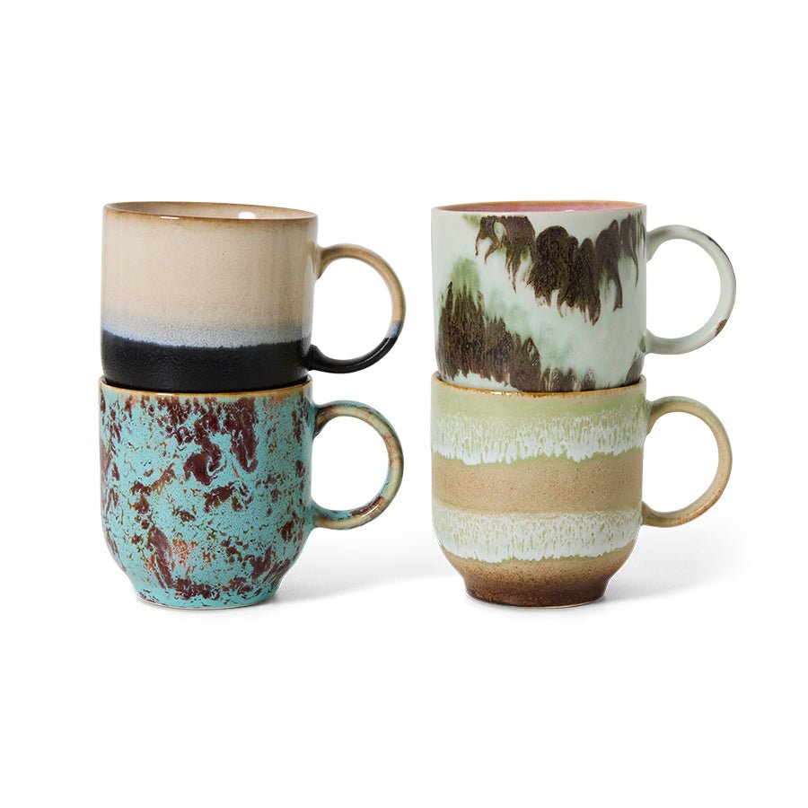 70s ceramics: café mugs abstract (set of 4) - Urban nest