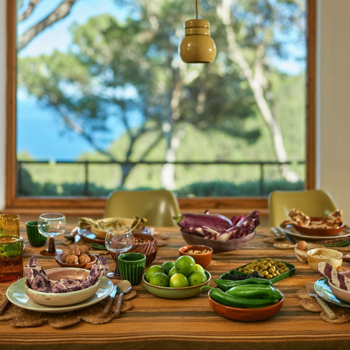 70s ceramics: dinner plates palms (set of 2) - Urban nest