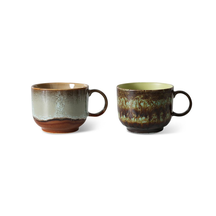70s ceramics: tea cups odyssey, set of 2 - Urban nest