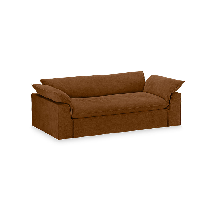 Nomad couch: royal velvet, caramel