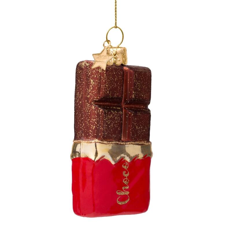 Christmas ornaments: glass dark brown chocolate bar - Urban nest