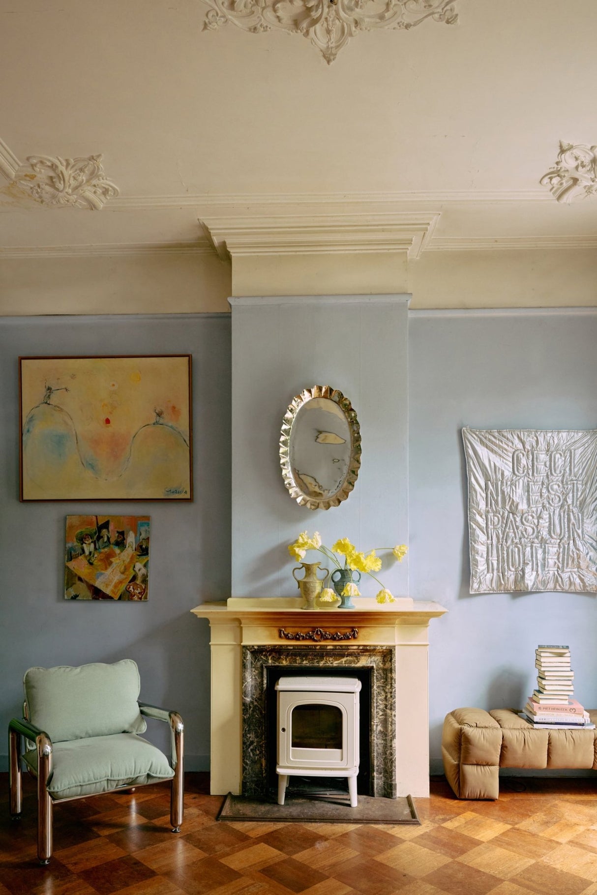 Chrome lounge armchair - canvas mint - Urban nest