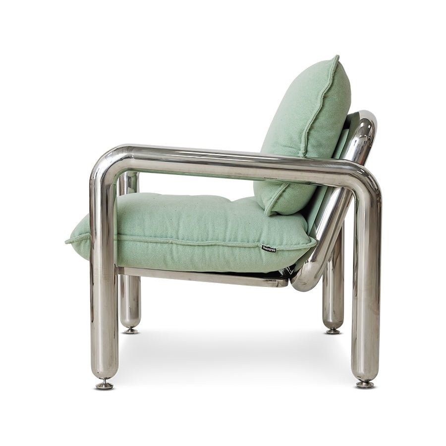 Chrome lounge armchair - canvas mint - Urban nest