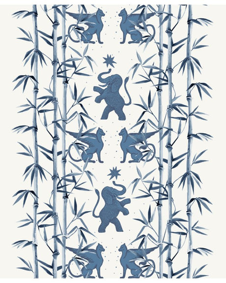 Eclectic bamboo blue wallpaper - Urban nest