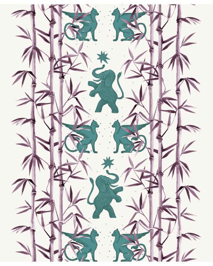 Eclectic bamboo purple turquoise wallpaper - Urban nest