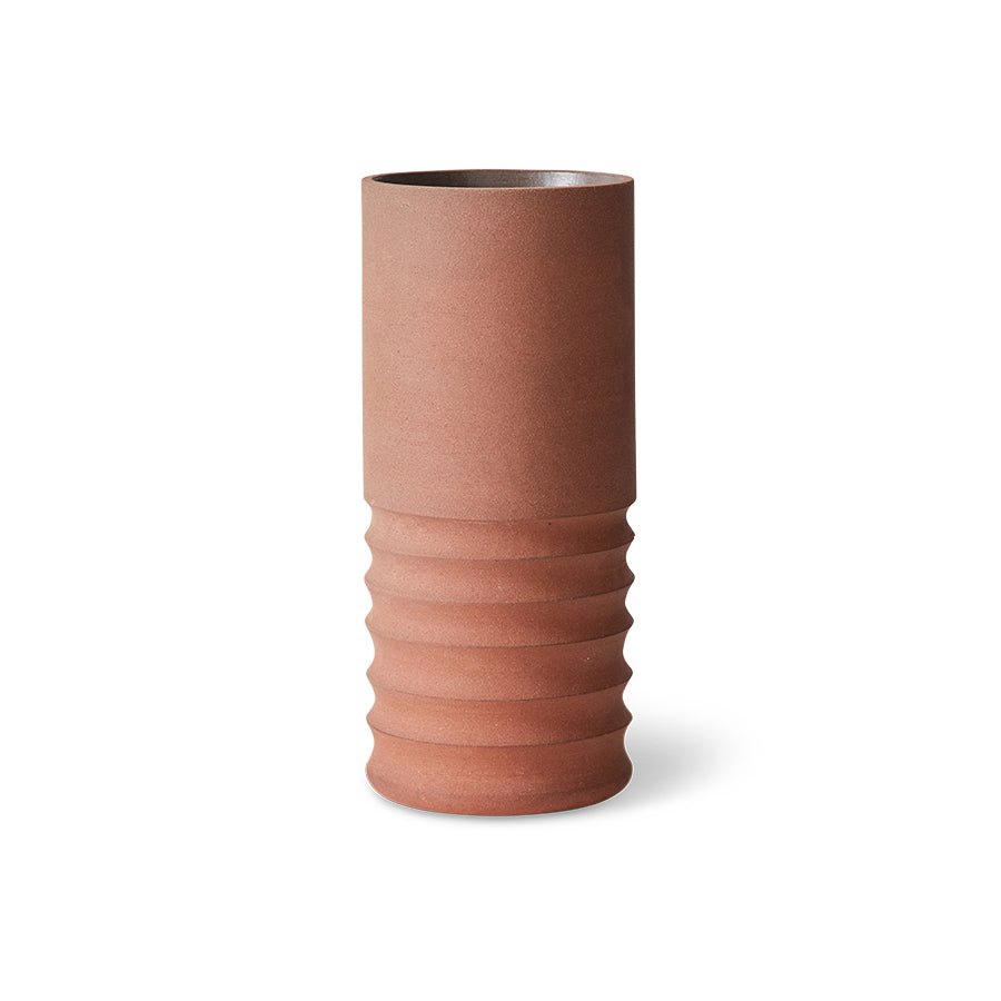 Handcarved terracotta tube vase - Urban nest