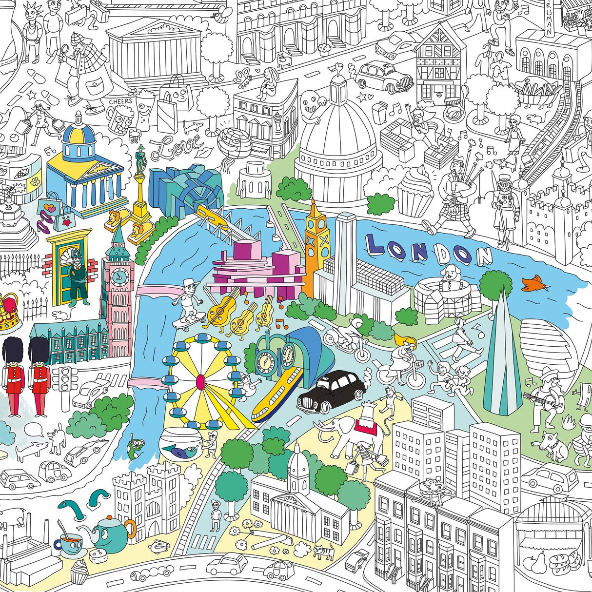 Large coloring poster - london - Urban nest