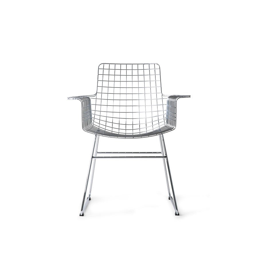 Metal wire chair with arms - silver - Urban nest