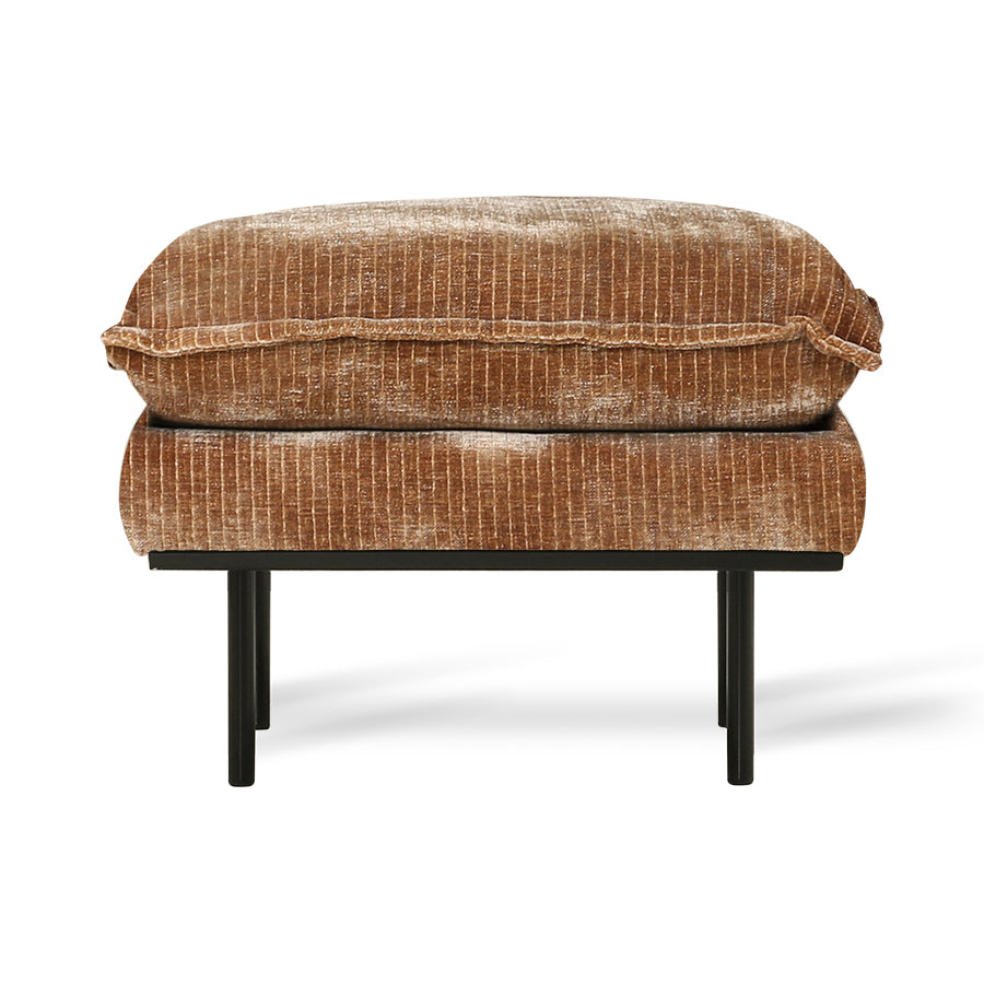 Retro sofa: hocker velvet corduroy, aged gold