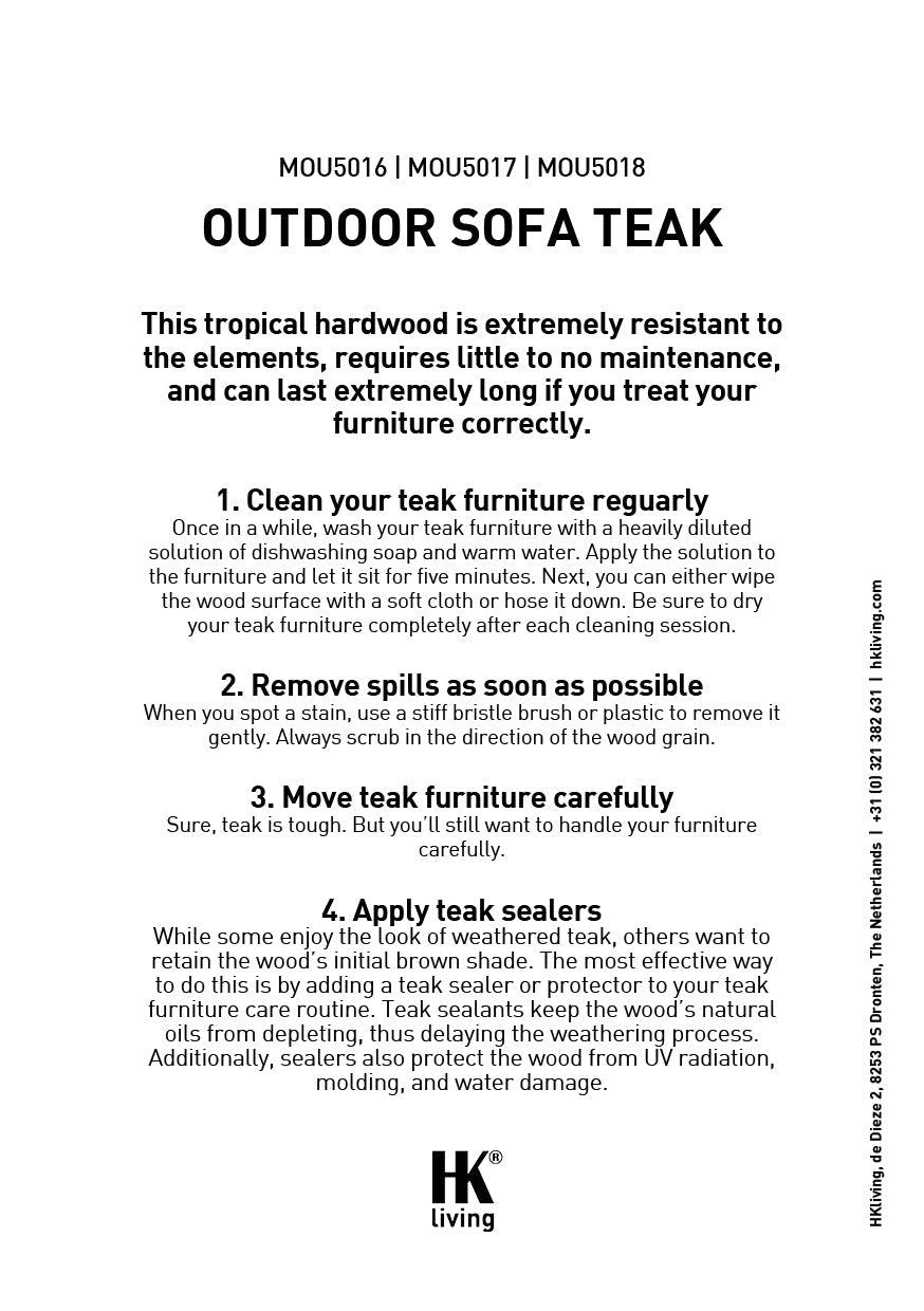 Outdoor sofa teak - stracciatella