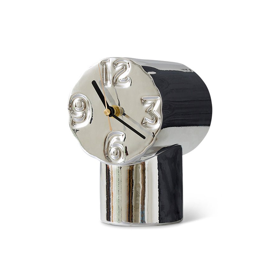 Retro ceramic clock - chrome - Urban nest