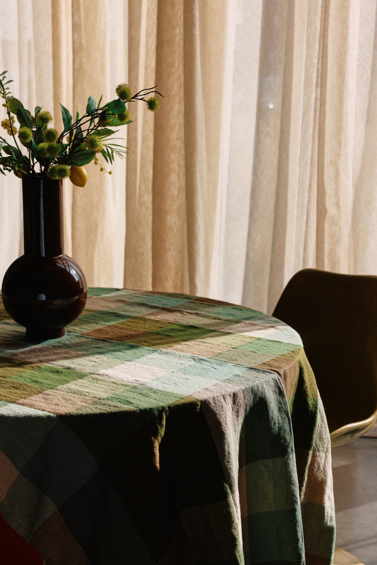 Vida check table cloth mint/olive - Urban nest