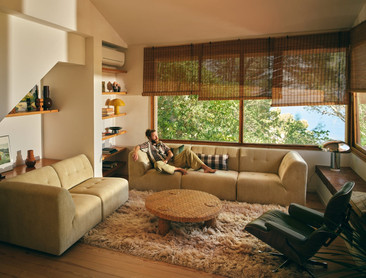 Vint couch: element middle, corduroy rib, hay - Urban nest