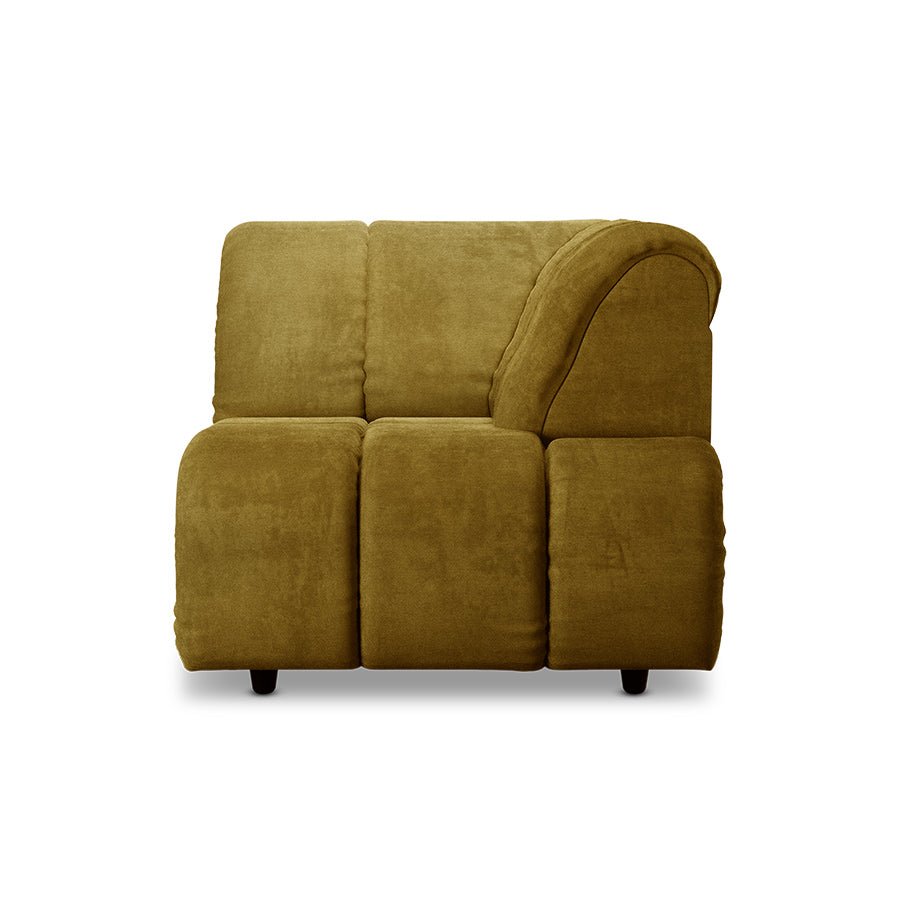 Wave couch: element right high arm royal velvet, olive - Urban nest