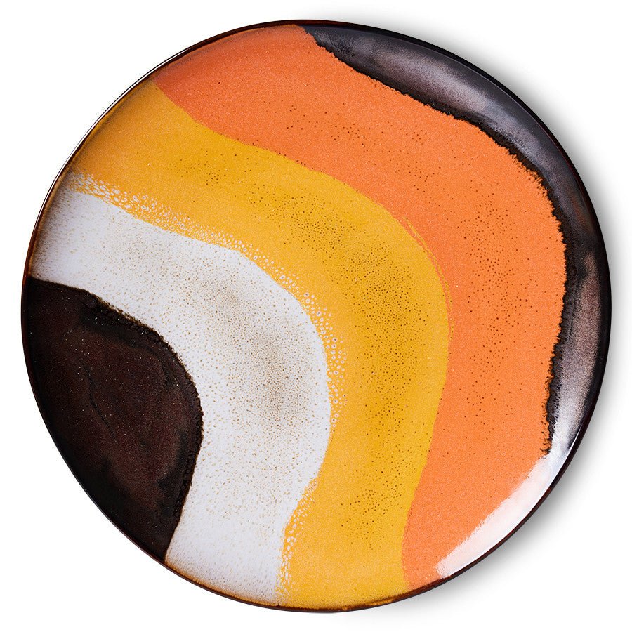 70s ceramics: dinner plates, Retro wave (set of 2) - Urban Nest