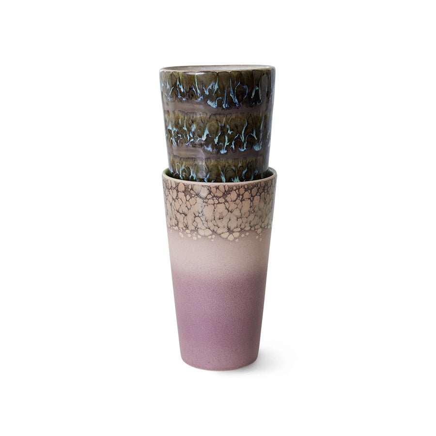 70s ceramics: latte mugs, forest (set of 2) - Urban Nest