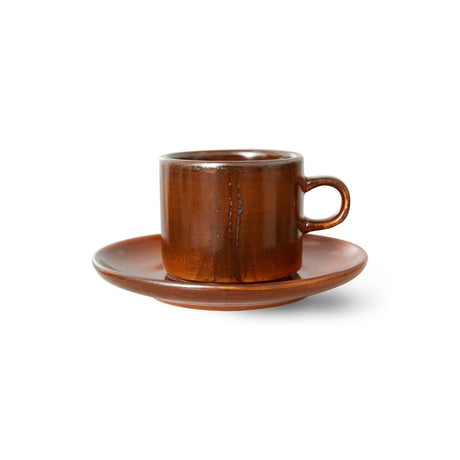 Chef ceramics cup and saucer - burned orange - Urban Nest