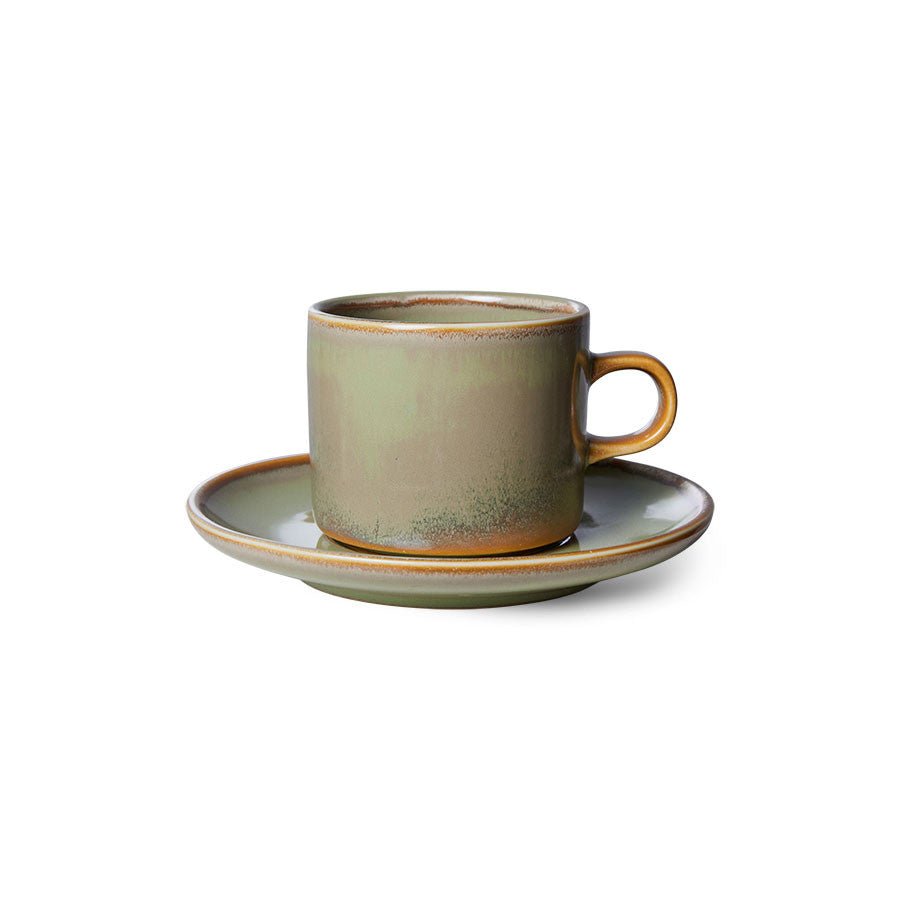 Chef ceramics: cup and saucer, moss green - Urban Nest