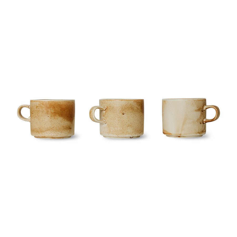 Chef ceramics: cup and saucer, rustic cream/brown - Urban Nest