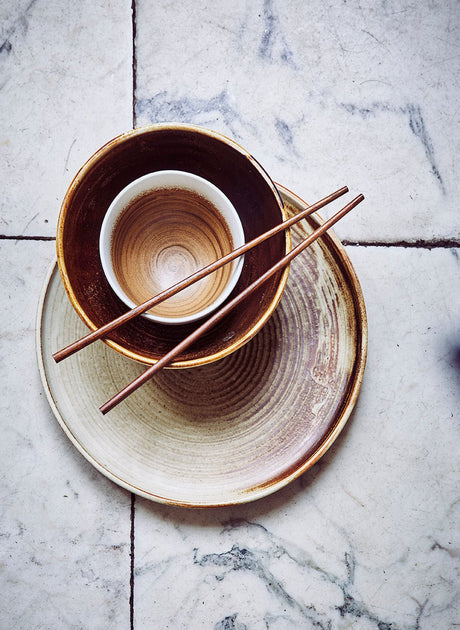 Chef ceramics: dinner plate rustic cream/brown - Urban Nest