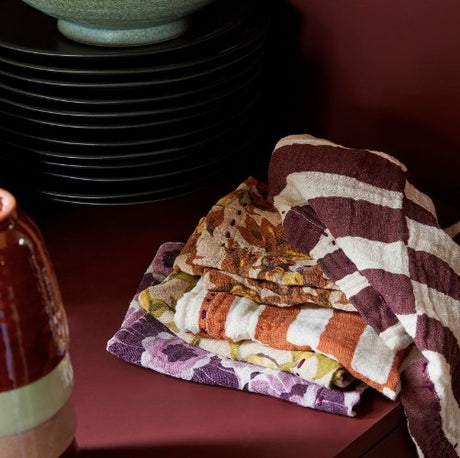 Cotton napkins- Floral burgundy (set of 2) - Urban Nest