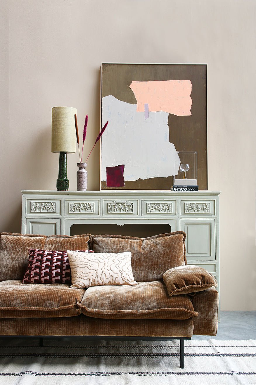 Cream cushion with stitched lines - Urban Nest
