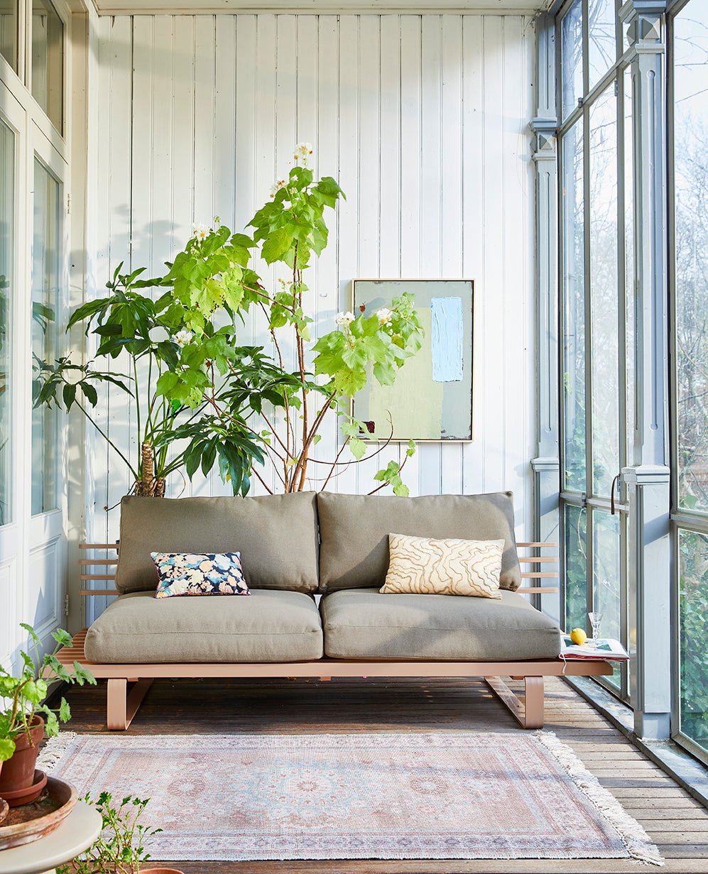 Cream cushion with stitched lines - Urban Nest