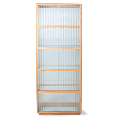 Display cabinet wood with ribbed glass - natural - Urban Nest