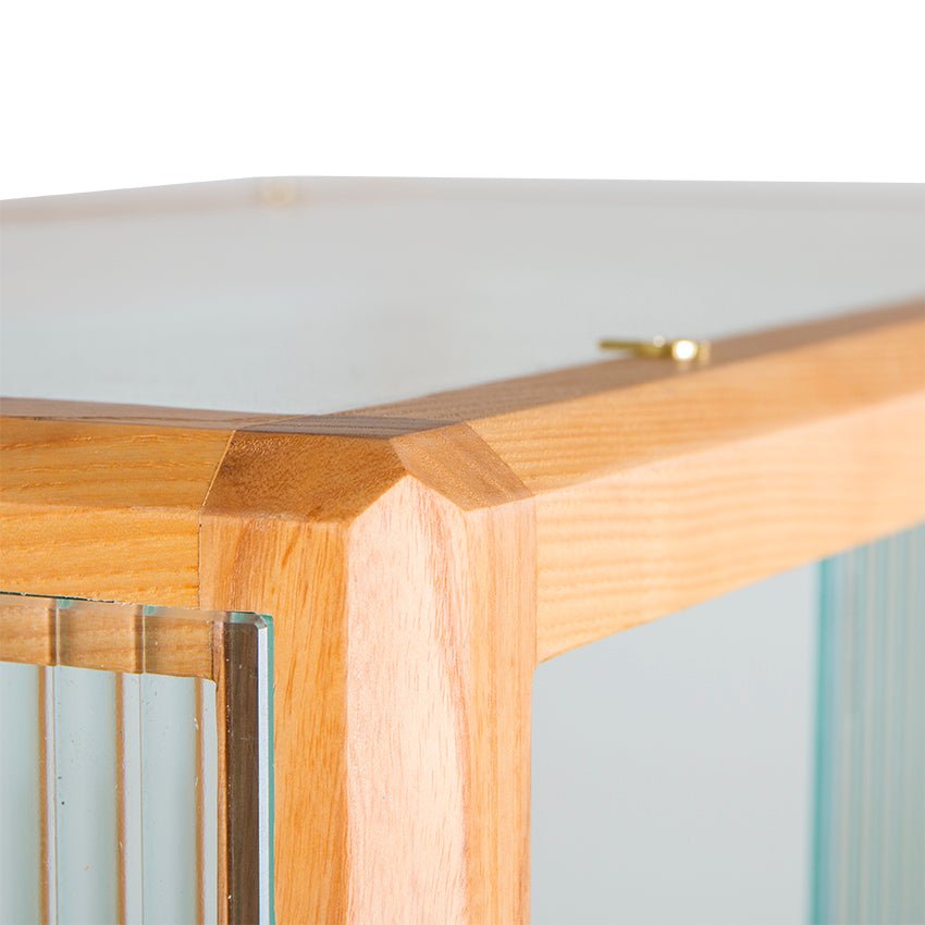 Display cabinet wood with ribbed glass - natural - Urban Nest