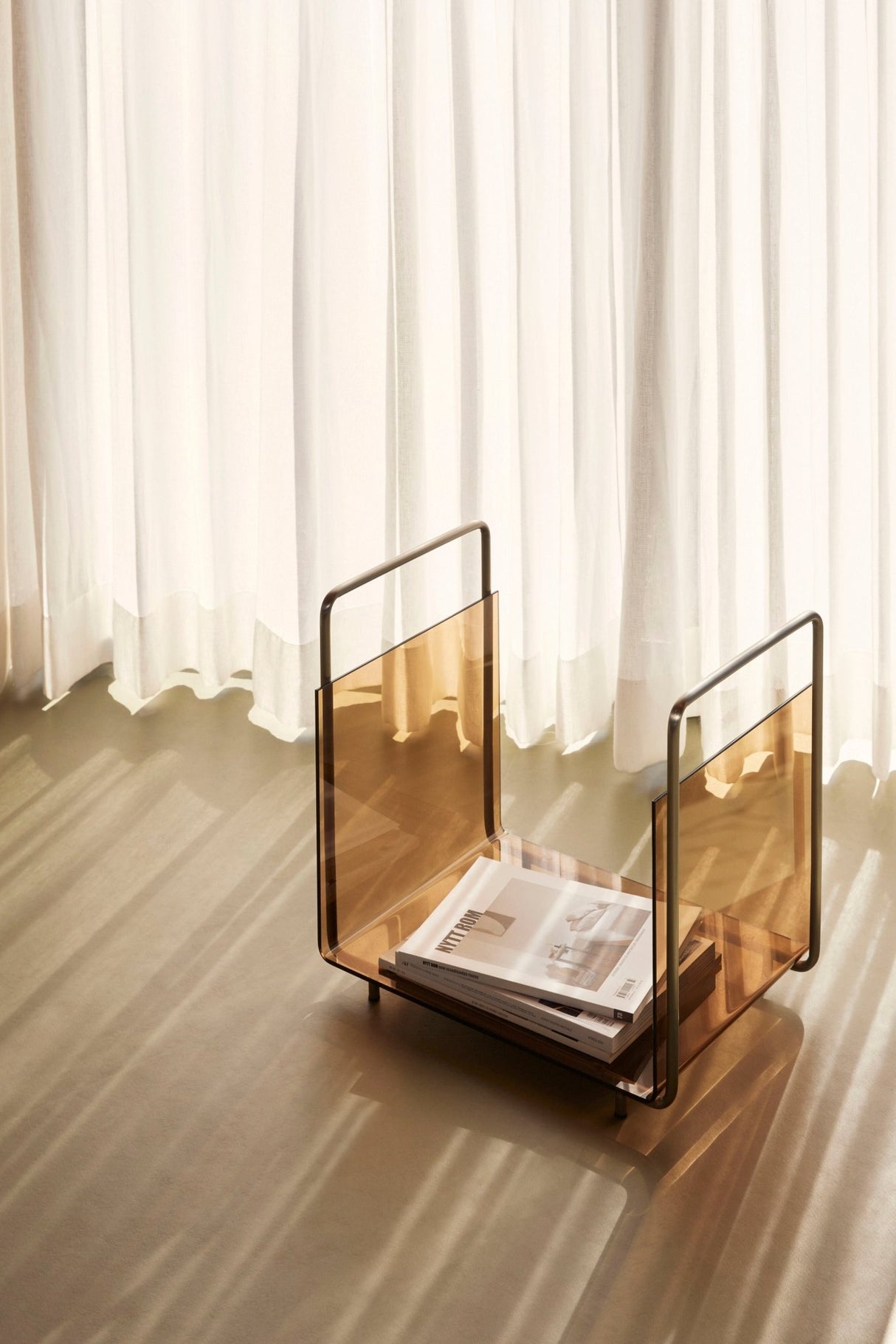 Echo Magazine Holder Brown/Nickel - Urban Nest