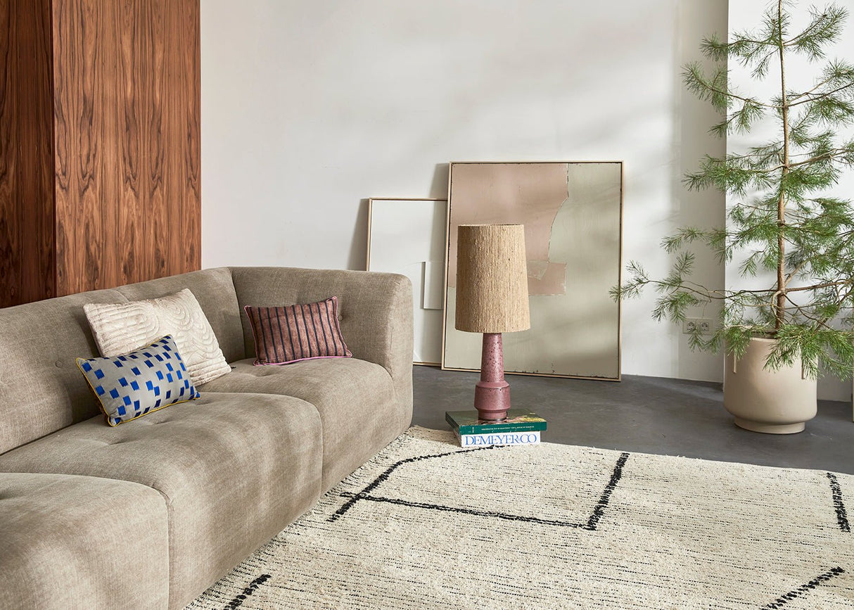 Hand woven cotton rug - cream/charcoal - Urban Nest