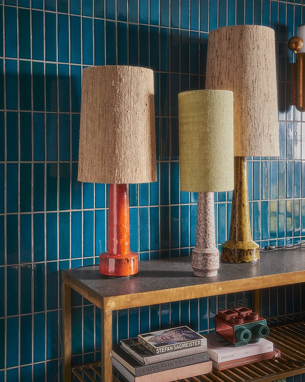 Jute cylinder lampshade - jade green - Urban Nest