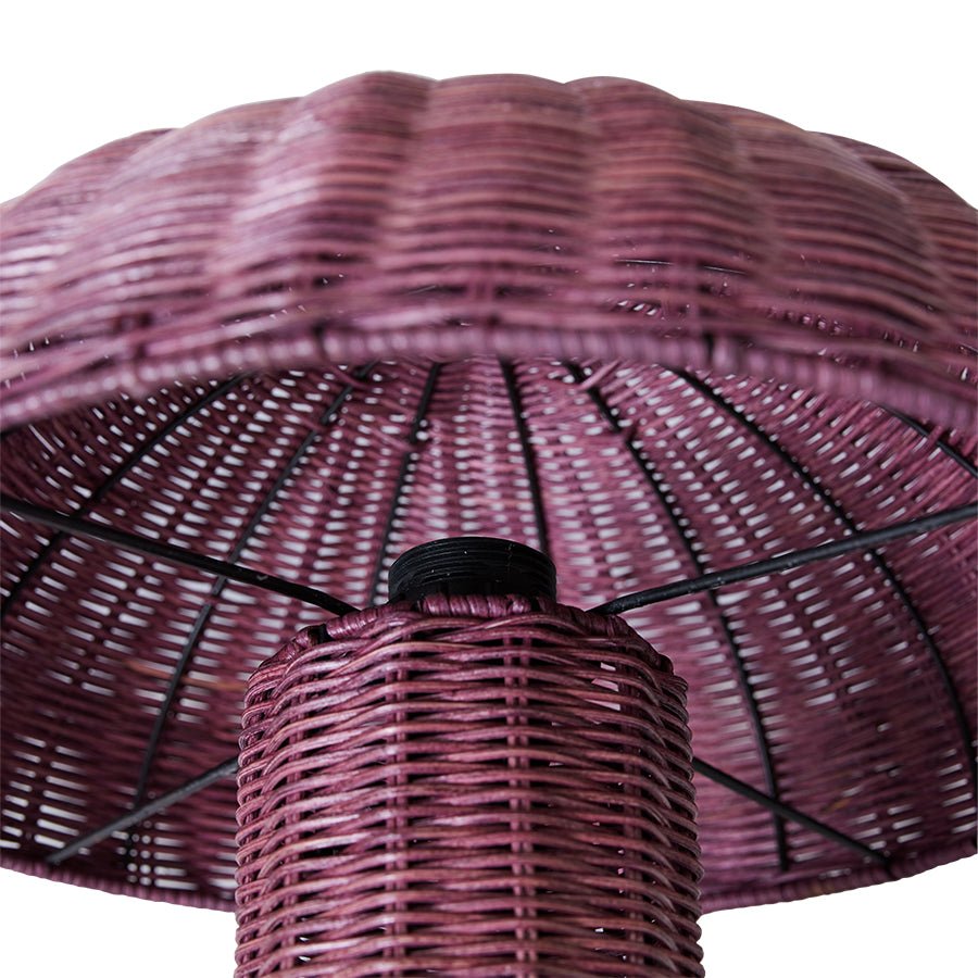 Rattan table lamp - burgundy - Urban Nest