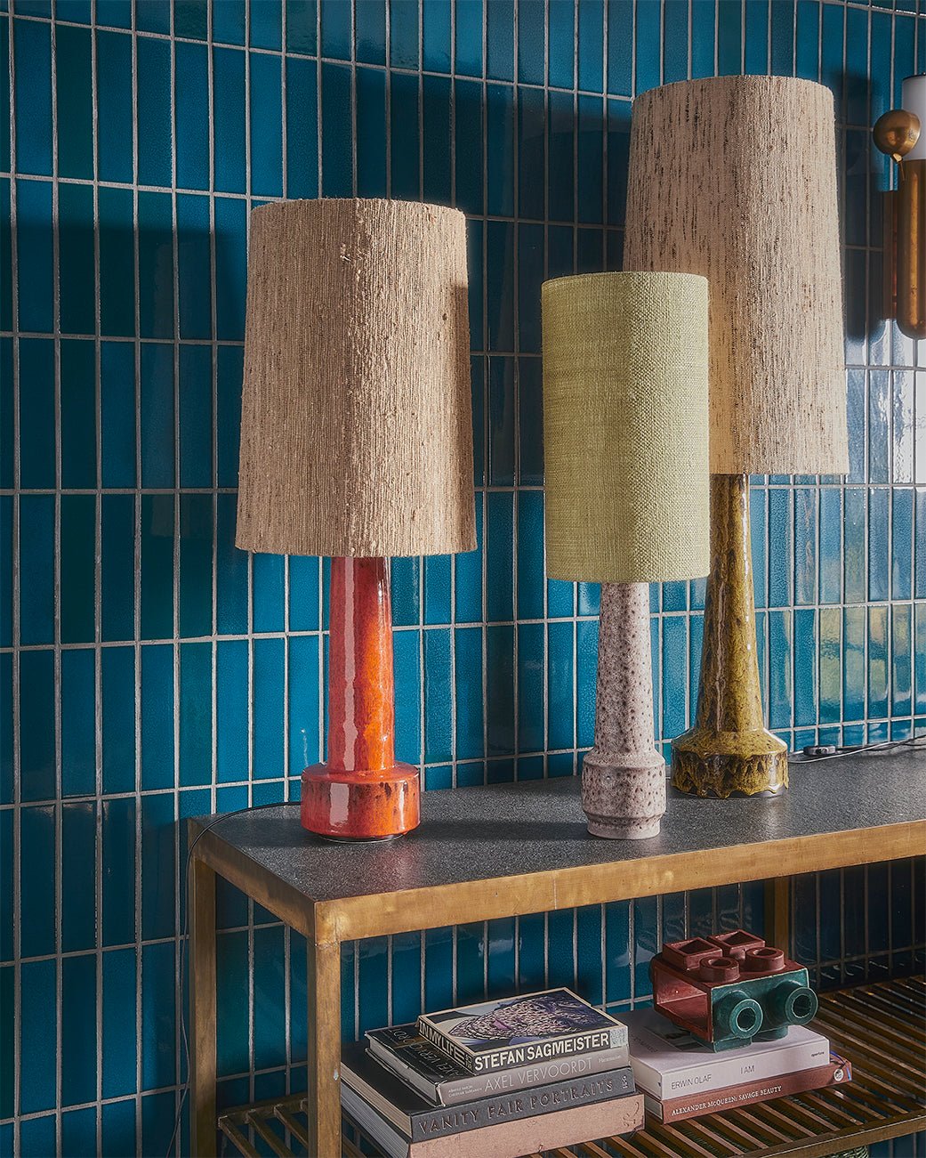 Retro stoneware lamp base - mustard - Urban Nest