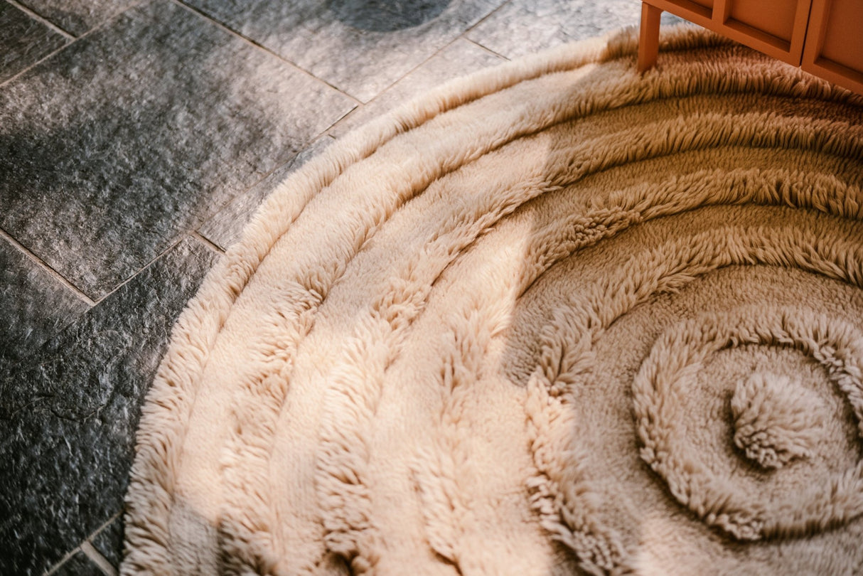 Round woolen rug - cream - Urban Nest