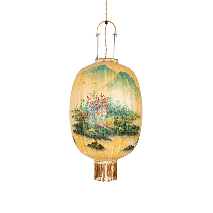 Traditional lantern: landscape painting - oval L - Urban Nest