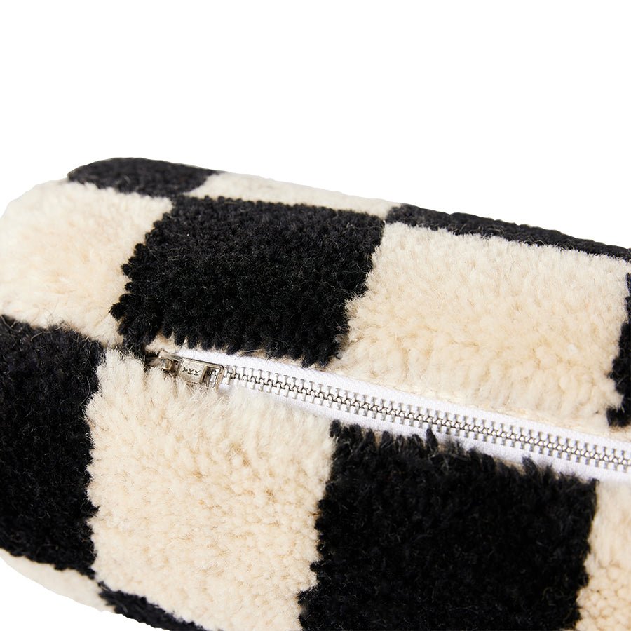 Woolen bolster cushion - black and white (13X50cm) - Urban Nest