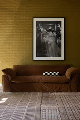 Nomad couch: royal velvet, caramel