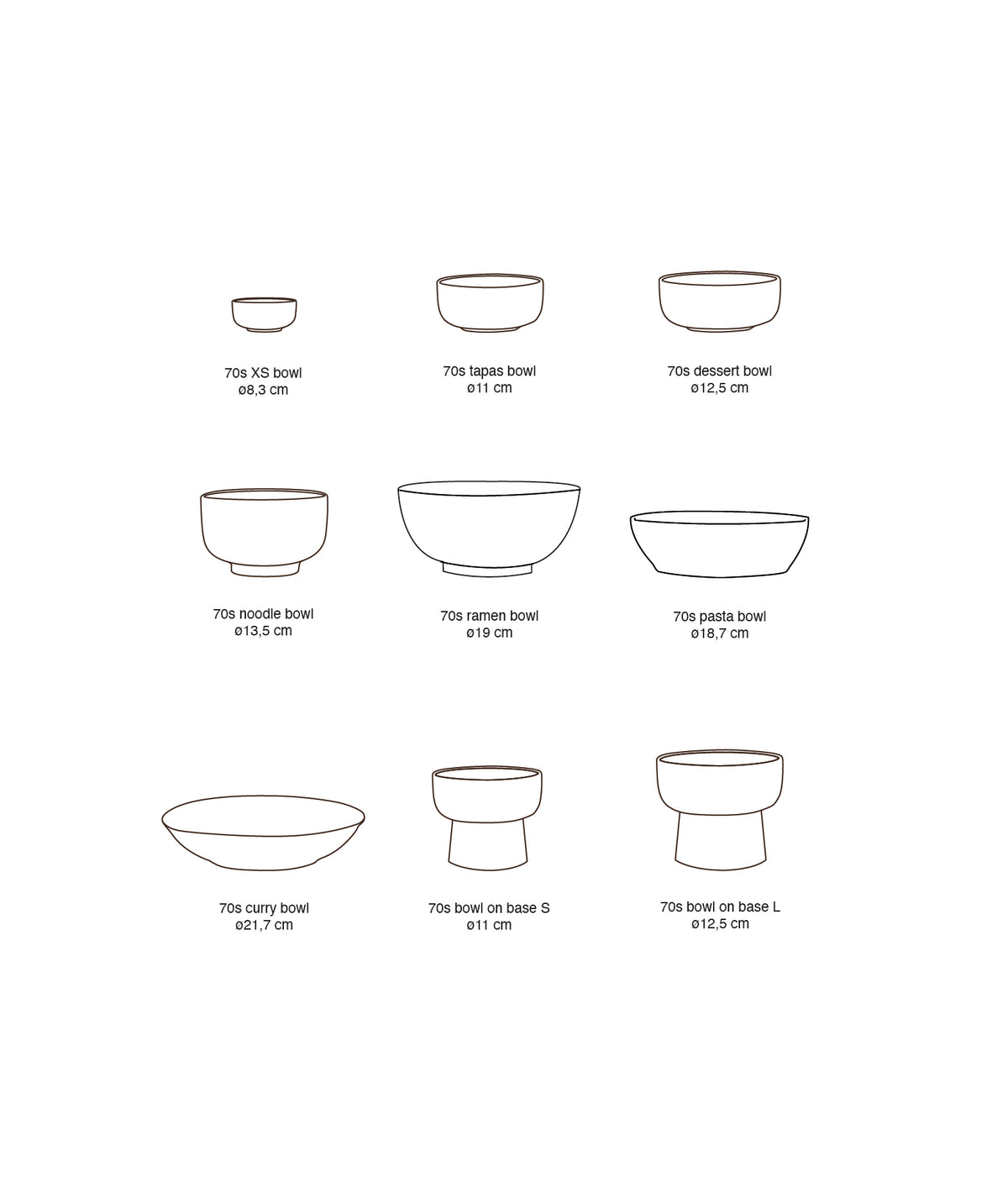 70s ceramics: XS bowls modernist (set of 4)