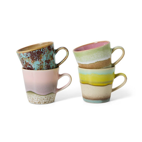 70s ceramics: americano mugs, rococo (set of 4) - Urban nest