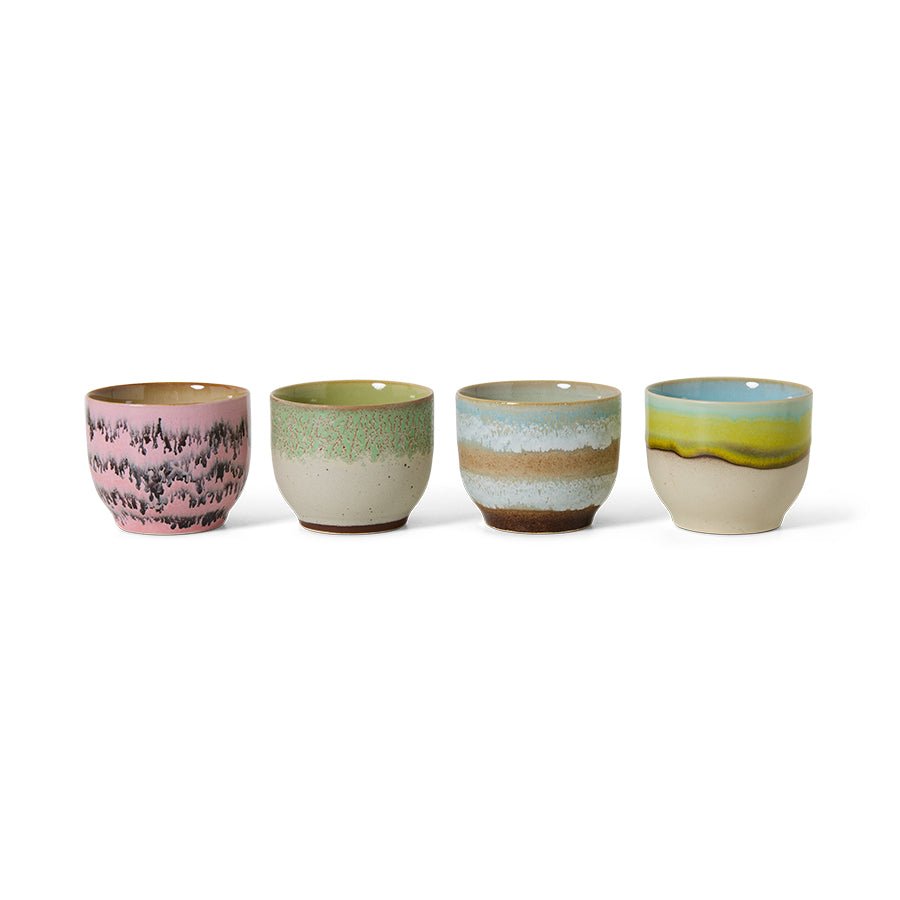 70s ceramics: café cups - deco (set of 4) - Urban nest