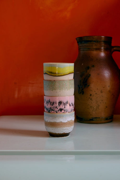 70s ceramics: café cups - deco (set of 4) - Urban nest
