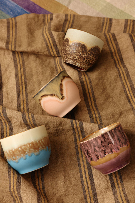 70s ceramics: cafe cups - lagoon (set of 4) - Urban nest