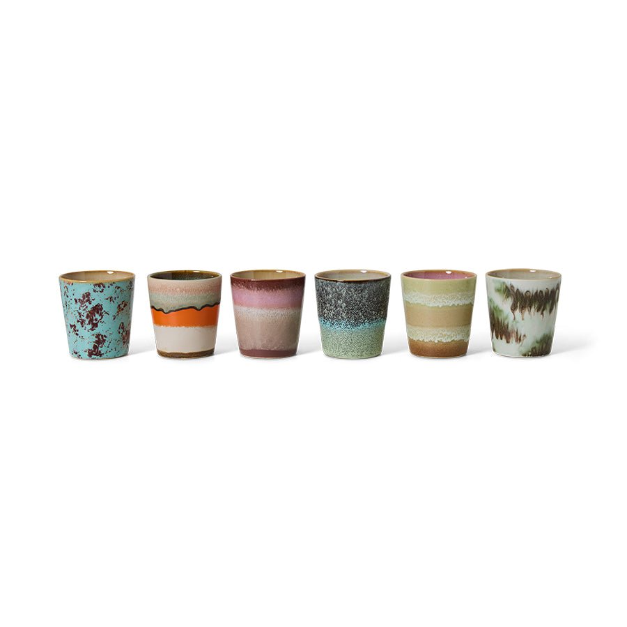 70s ceramics: coffee mugs - surreal (set of 6) - Urban nest
