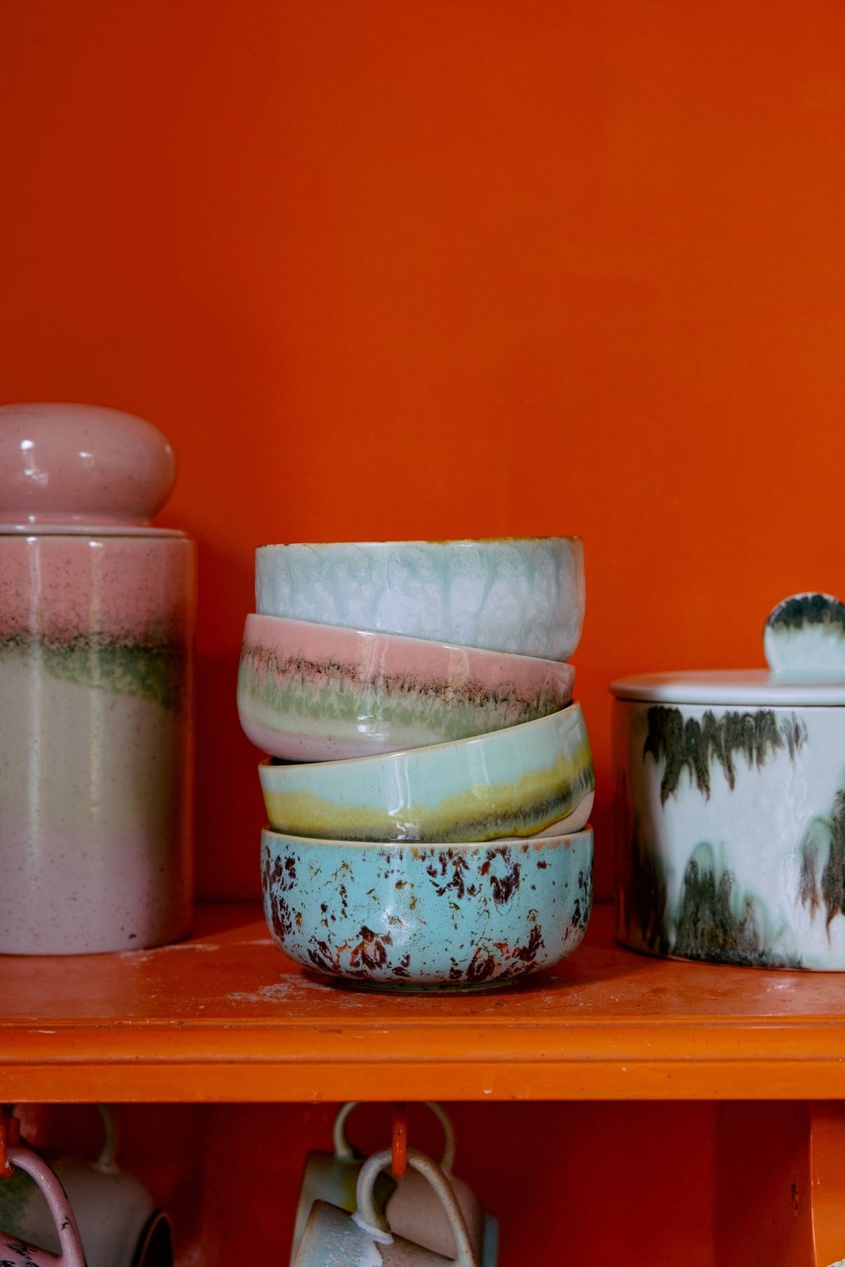 70s ceramics: dessert bowls impression (set of 4) - Urban nest