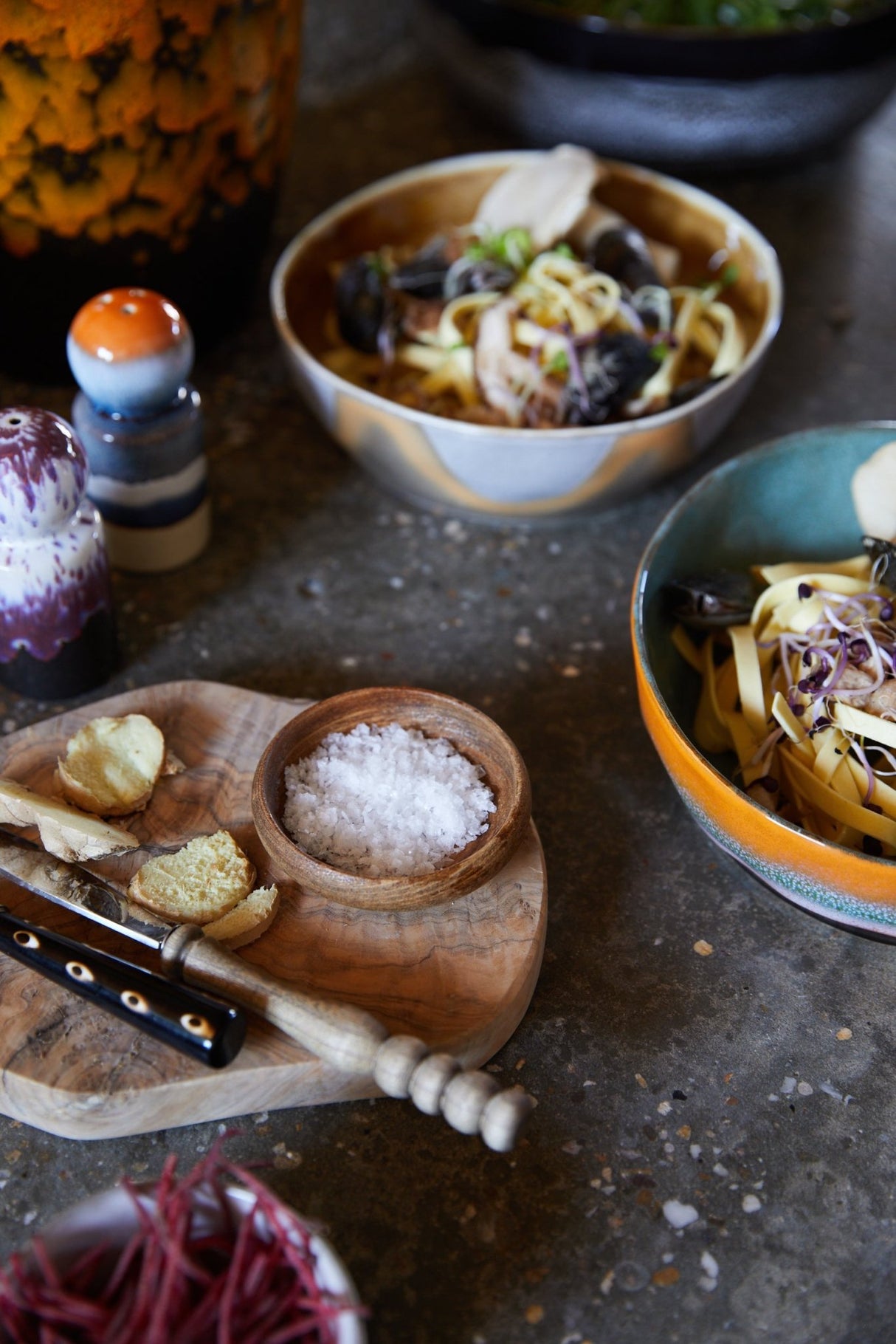 70s ceramics: pasta bowls - golden hour (set of 2) - Urban Nest