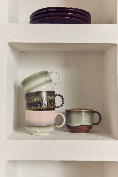 70s ceramics: tea cups nova, set of 2 - Urban nest