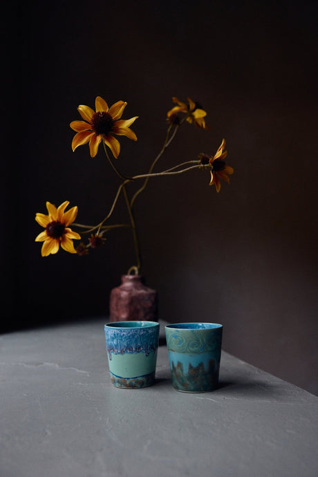 70s ceramics: Van Gogh coffee mugs self portrait (set of 2) - Urban nest