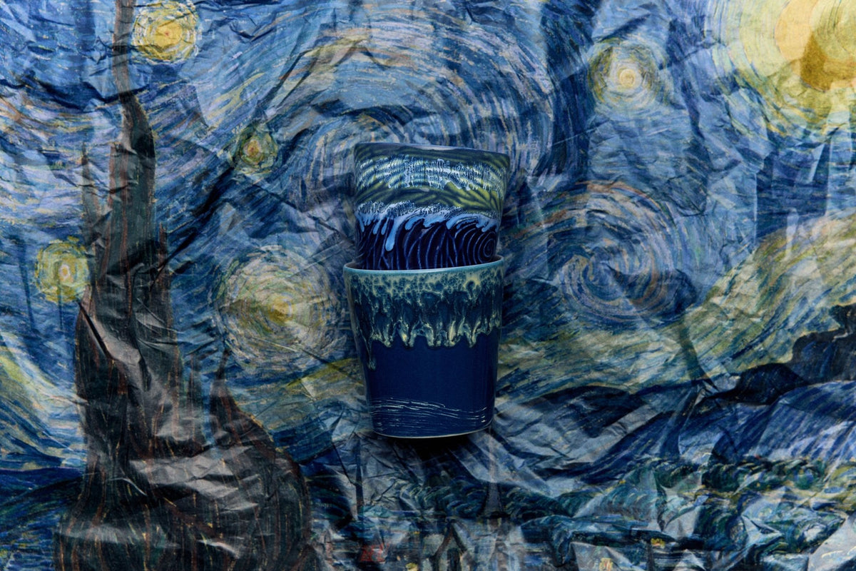 70s ceramics: Van Gogh coffee mugs starry night (set of 2) - Urban nest